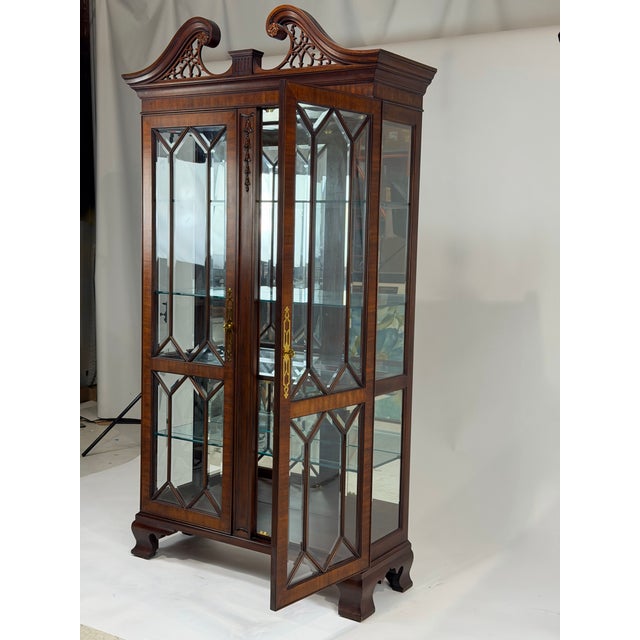 Wood Late 20th Century Georgian Style Mahogany Display Cabinet With Glazed Doors For Sale - Image 7 of 12