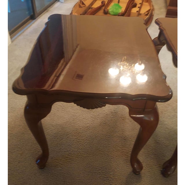 Vintage Late 20th Century Solid Cherry Queen Anne End Tables a Pair