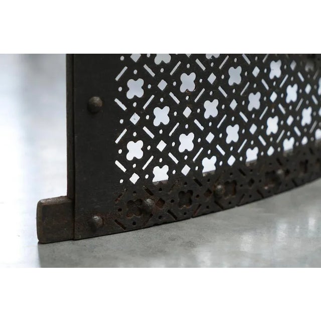 Large Antique Demi-Lune Fire Screen in Wrought Iron, 1890s For Sale - Image 11 of 13