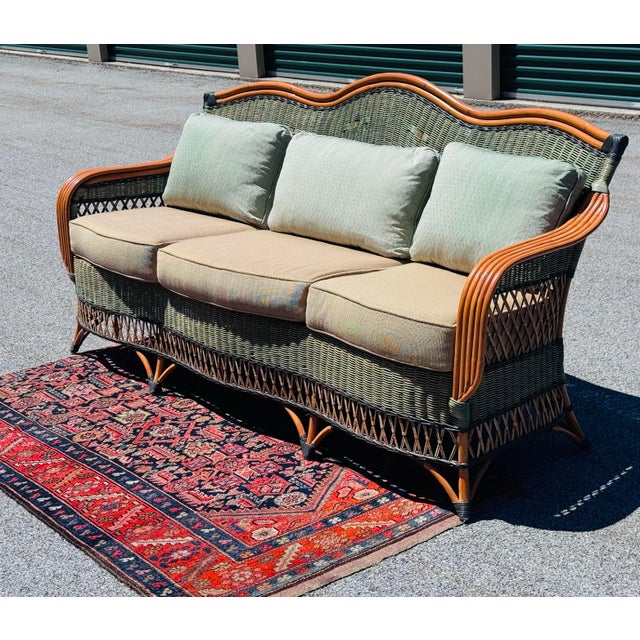 Vintage 1980s Braxton Culler Style Rattan Sofa For Sale - Image 4 of 12