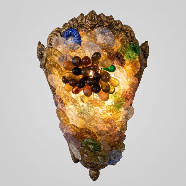 1980s Cornucopia Wall Sconces in Murano Glass, Italy, 1980, Set of 2 For Sale - Image 5 of 17