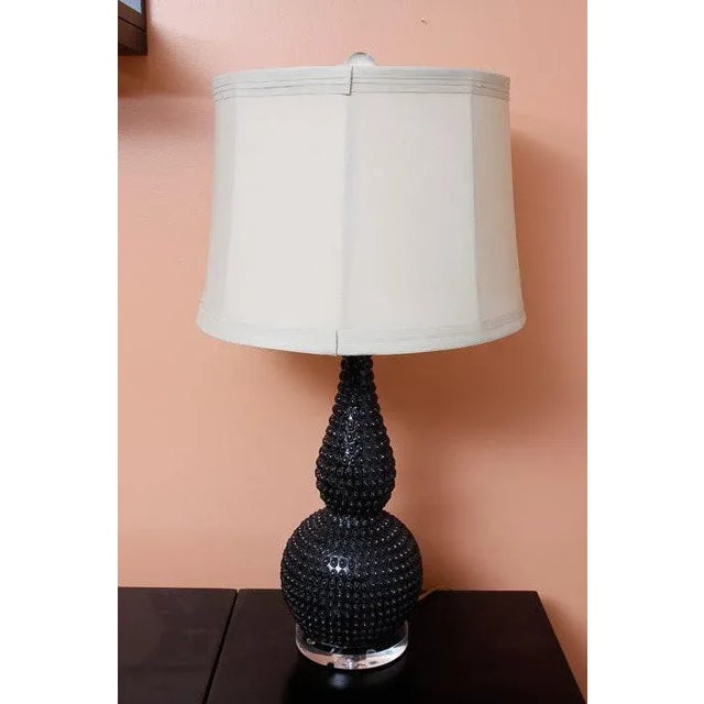Black Mid-Century Modern Textured Double Gourd Lamp For Sale In Washington DC - Image 6 of 6