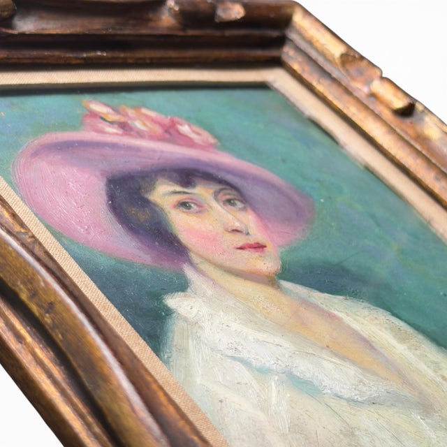 Antique Original Miniature Oil on Copper Portrait | Michel Jacobs, Washington d.c. c.1910 For Sale - Image 4 of 11