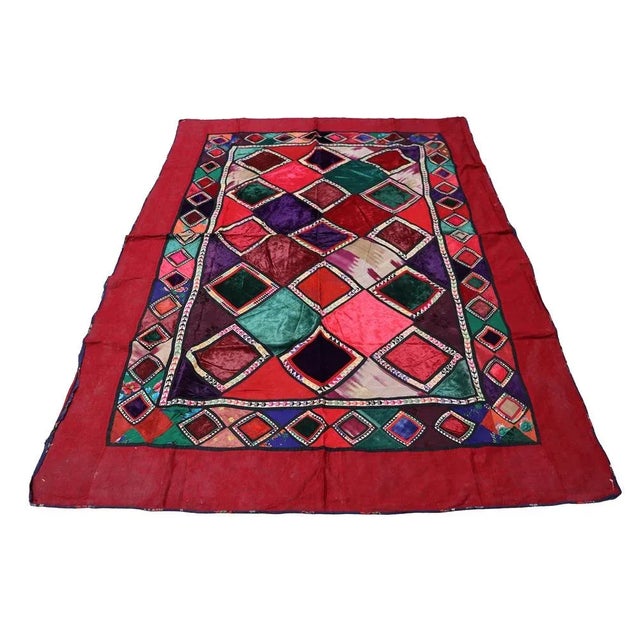 Vintage Embroidered Uzbek Wall Hung Patchwork Tapestry, 1920s For Sale - Image 4 of 13