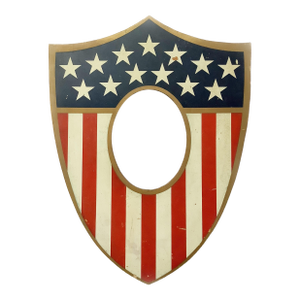 Antique Painted Patriotic Picture Frame/Flag Holder Shield