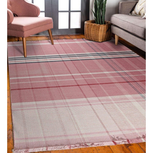 2020s 10x14 Maya Giselle Coral Geometric Modern Flatweave Wool Carpet Rug For Sale - Image 5 of 9
