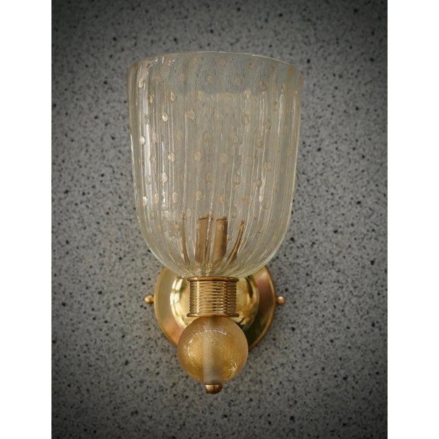 Murano Round Art Glass and Brass Gold Wall Light, 2000 For Sale - Image 9 of 9
