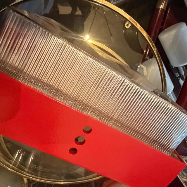 1970s Mid-Century Modern Red Painted Metal and Plexiglass Ceiling Light by Fael For Sale - Image 11 of 18