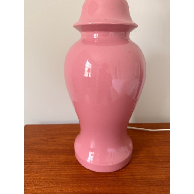 Vintage Mid-20th Century Bubble Gum Pink Ginger Jar Table Lamp For Sale - Image 12 of 12