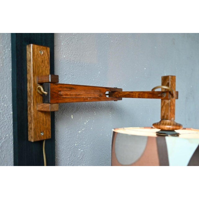 Scandinavian Style Oak Double Arm Wall Sconce, 1960s For Sale - Image 15 of 18