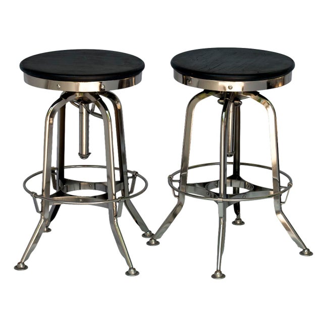 Vintage Rh Chrome & Wood Bar Stool, Pair For Sale - Image 10 of 11