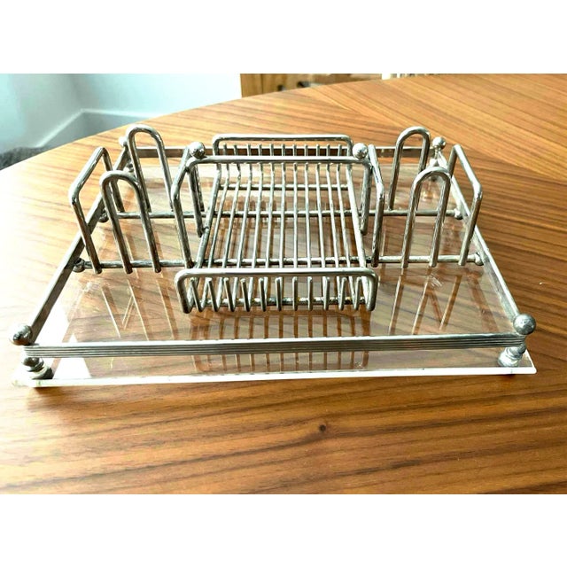 Chrome 1960s Vintage Lucite Buffet Caddy Utensil Rack & Organizer For Sale - Image 8 of 11