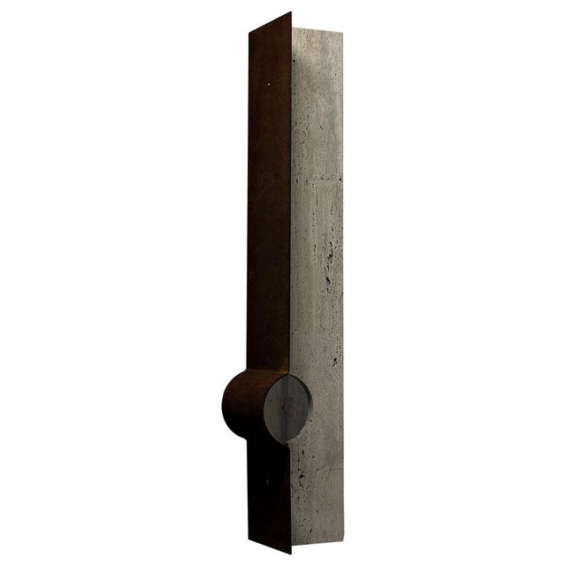 Oculus X Floor Lamp in Oxidized Iron & Travertine by D´ARK Atelier For Sale - Image 18 of 18