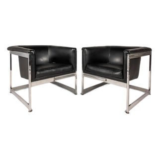 Rare Set of Two ( 2 ) Mid-Century Modern "Cube" Chairs by Milo Baughman for Thayer Coggin, Usa, C. 1960's For Sale