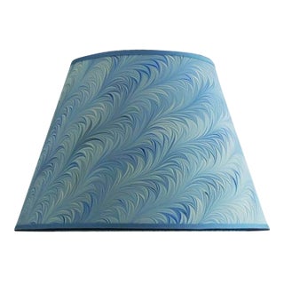 Marbled Paper Lampshade in Blue Flame - 12” x 18” x 12” For Sale