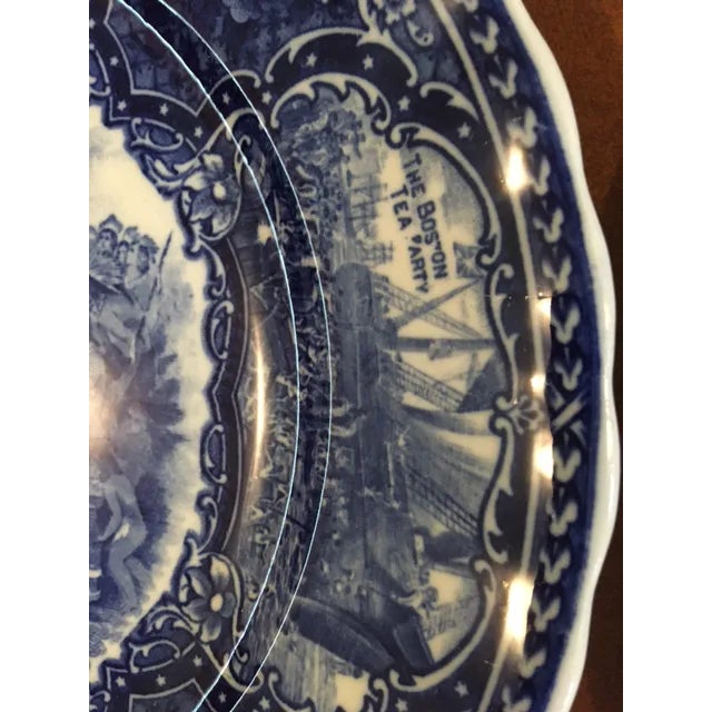 Antique Late 19th Century Flow Blue Souvenir Plates Indianapolis & Rhode Island - Set of 2 For Sale - Image 9 of 11