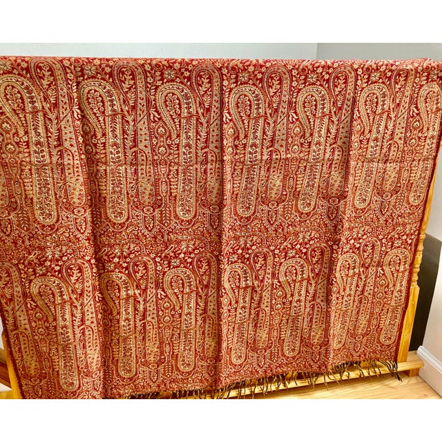 2010s Rajastan Paisley Jacquard Wool Decorative Throw For Sale - Image 5 of 6