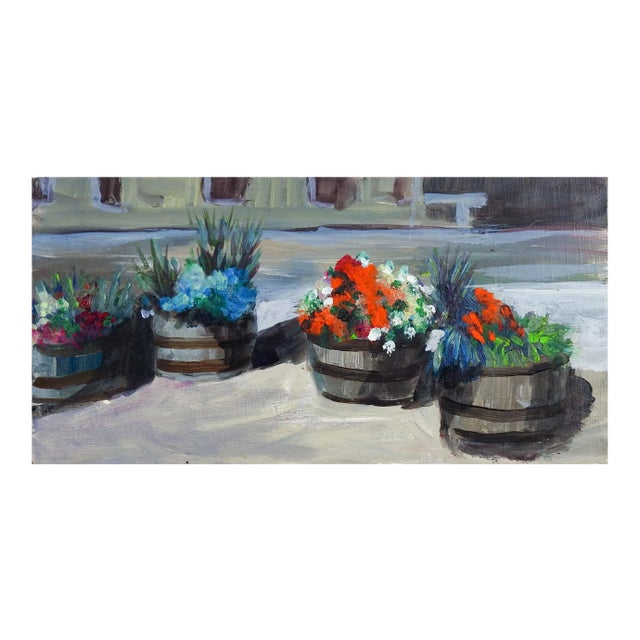 1980s Plein Air Patio Garden Painting For Sale