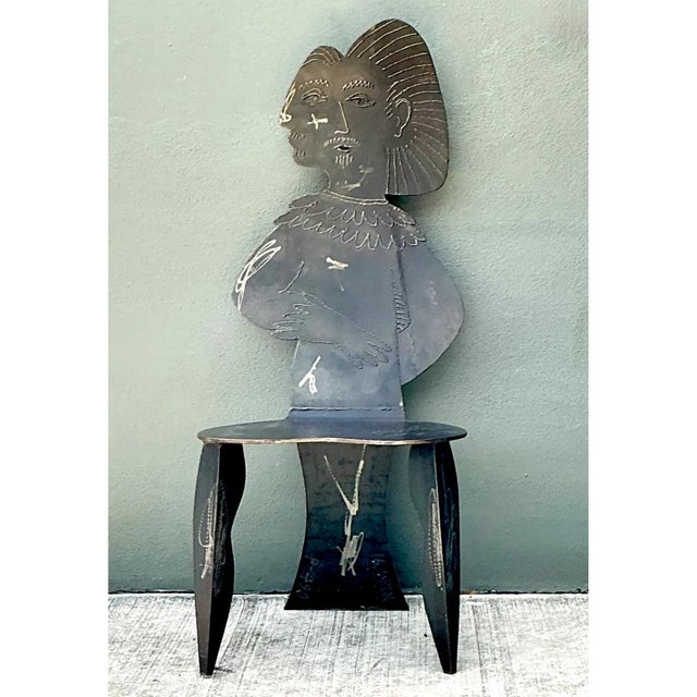 Vintage Robert Moore Cubist Figurative Steele Chair For Sale - Image 11 of 12