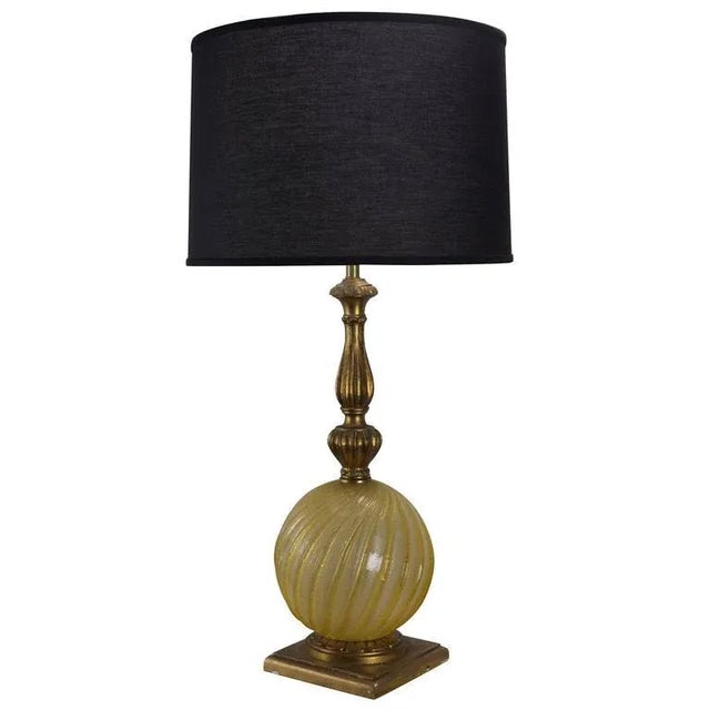 Italian Murano Glass Globe Table Lamp With Carved Giltwood Base For Sale - Image 10 of 10