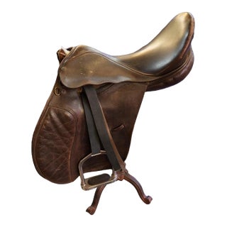 Vintage Custom Equestrian Horse Saddle Swivel Stool For Sale