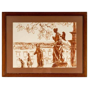 Ochre Felt,Tip Drawing by Luez, 20th Century