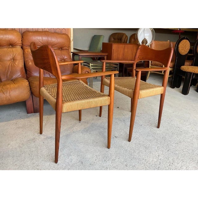 Danish Dining Carver Chairs by Arne Hovmand Olsen for Mogens Kold, Set of 2 For Sale - Image 4 of 18