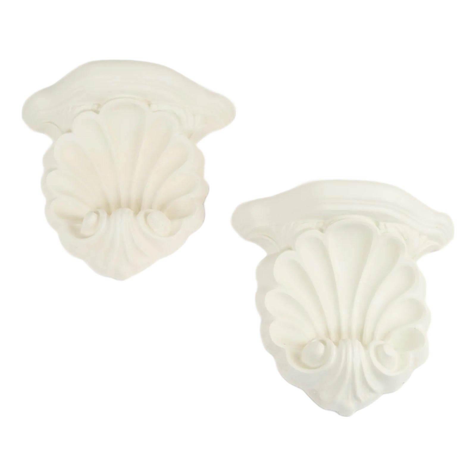 Vintage Plaster Shell Scroll Wall Shelves - A Pair | Chairish