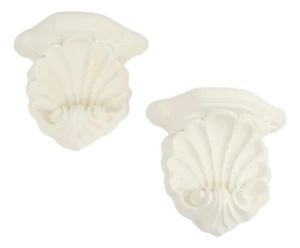 Vintage Plaster Shell Scroll Wall Shelves - A Pair