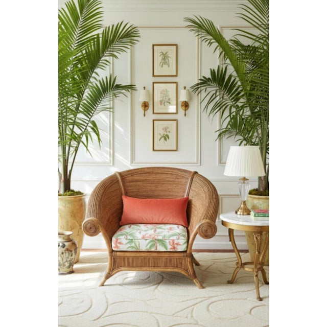 Vintage Pencil Reed Bamboo Vivai Del Sud Island Coastal Regency Lounge Club Chair For Sale - Image 9 of 9