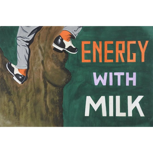 Mid-Century Modern Vintage Mid Century Advertising Milk Painting For Sale - Image 3 of 3