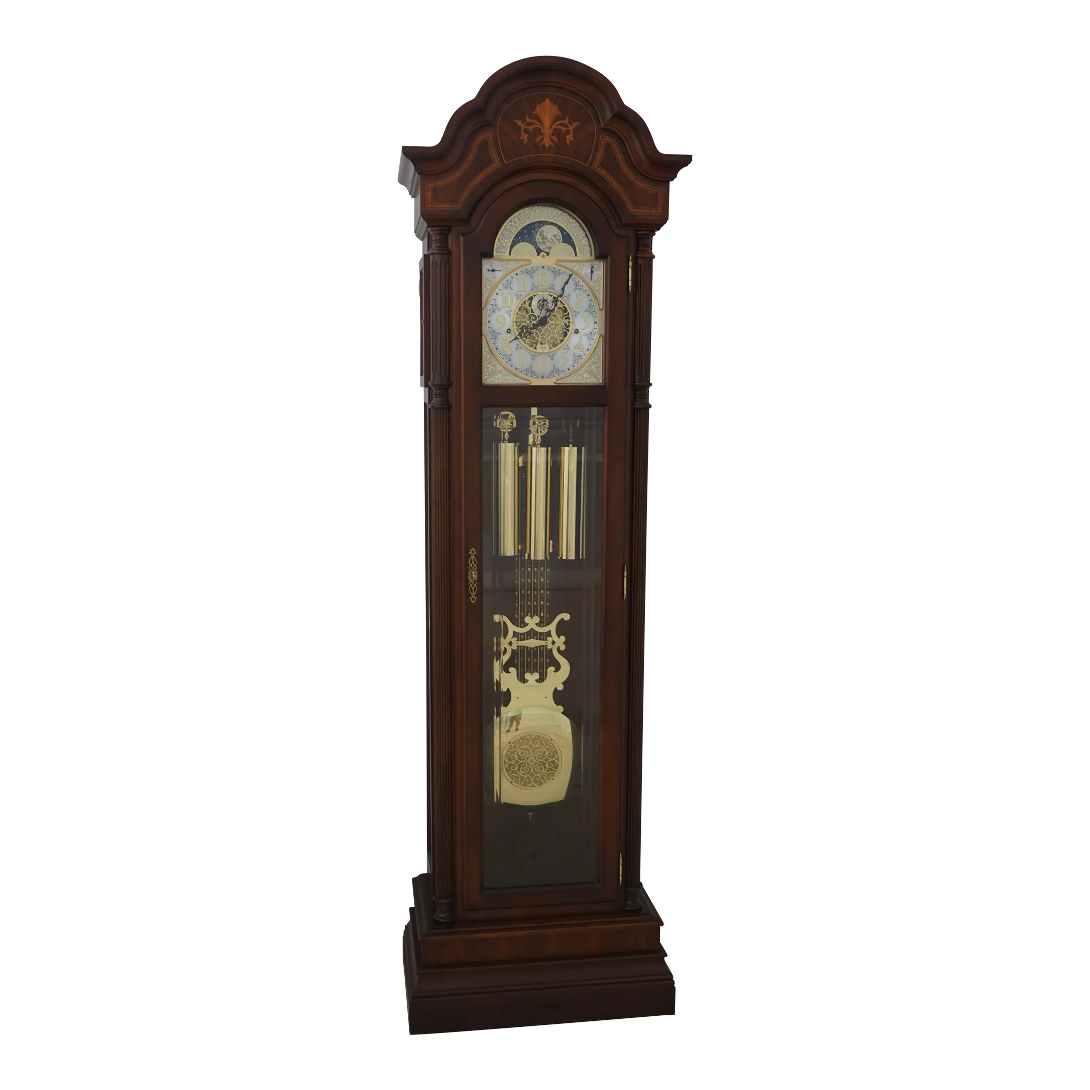 Sligh Model 818 Inlaid Mahogany Grandfather Clock | Chairish