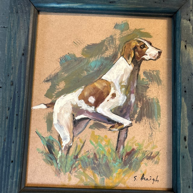 Contemporary original pointer dog painting by Stephen Heigh. Signed and framed. Measures 8x10 / 10.5x12.5 framed. Check...