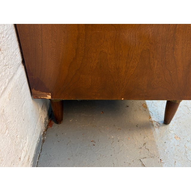 Wood Mid 20th Century Merton Gershun for American of Martinsville "Dania" High-Boy Walnut Dresser For Sale - Image 7 of 14