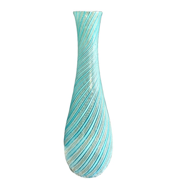 Mid-20th Century Murano Filigree Glass Vase For Sale - Image 4 of 6