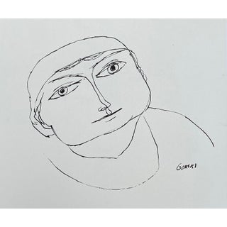 1960s Henry Gorski Mid Century Portrait Drawing For Sale