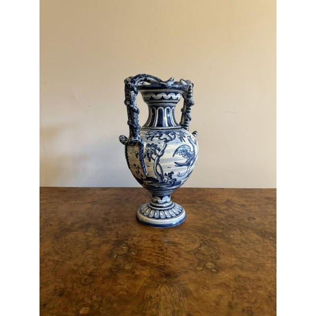 Talavere Blue and White Vase, 1900s For Sale - Image 9 of 11