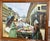 Stunning vintage oil painting showing flowers sellers along a French canal / waterway. vibrant, original oil painting with...