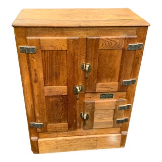 1900's Universal Denver Colorado Oak Ice Box For Sale