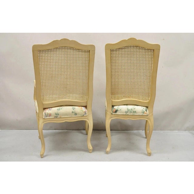 Vintage French Country Louis XV Style Cane Back Painted Dining Chairs - Set of 6 For Sale - Image 10 of 12