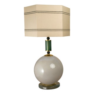 Murano Glass Table Lamps with Grey Globes, 1980s, Set of 2 For Sale