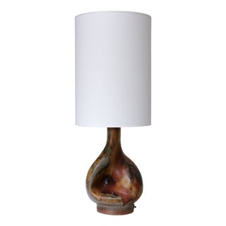 Organic Modern Table Lamp in Earth-Toned Glazed Stoneware from Axella, Denmark, 1960s For Sale