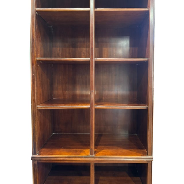 Chestnut Drexel Heritage Solid Cherry Wood Bookcase | Traditional Vintage Display Cabinet | Late 20th Century For Sale - Image 8 of 10