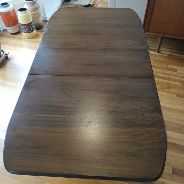 Vintage MidCentury Modern 1989 Romanian Drop Leaf Table With 4 Chairs Store Under Table Set