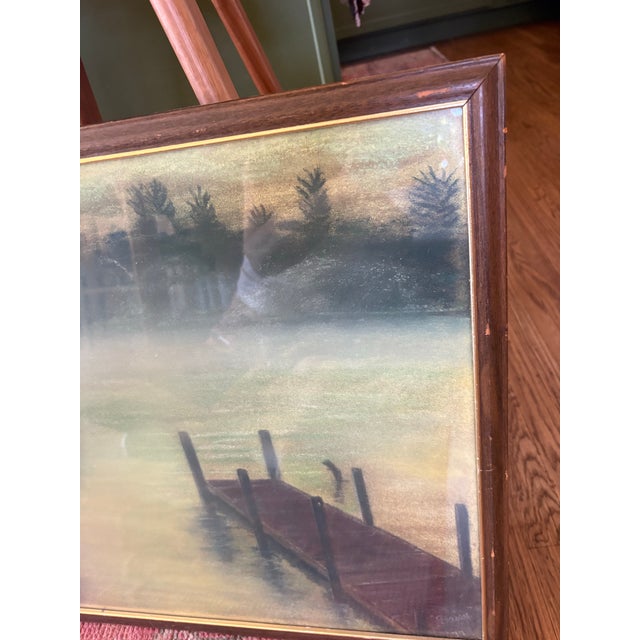 Vintage 1977 Original Pastel Lake Landscape Signed “Daisy” For Sale - Image 4 of 11