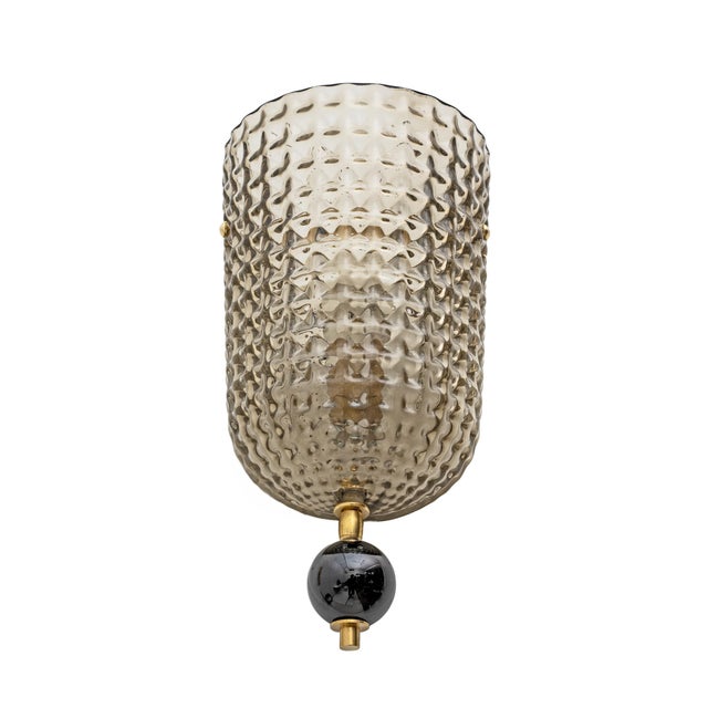 Mid-Century Modern Modern Twisted Smoked Murano Glass Sconces in the style of Barovier & Toso, 2000, Set of 2 For Sale - Image 3 of 10