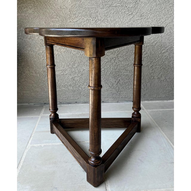 1970s Circa 1970 English-Style Solid Oak Wood Cricket Table by Conant Ball For Sale - Image 5 of 12