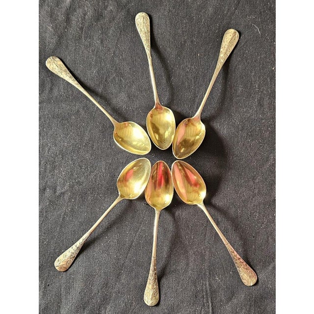 Gold Antique French Minerva and Vermeil Silver Teaspoons by Henri Soufflot, Paris, France, 1890s, Set of 6 For Sale - Image 8 of 10