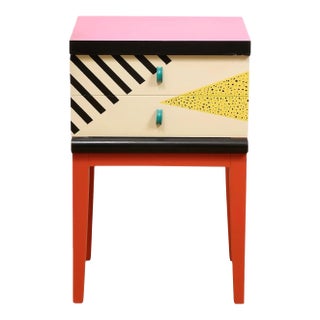 90's Style Hand Painted Nightstand For Sale