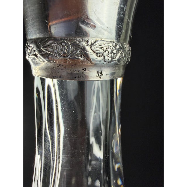 Cut Crystal Decanter with Silver-Mounted Collar, 1920s For Sale - Image 6 of 10